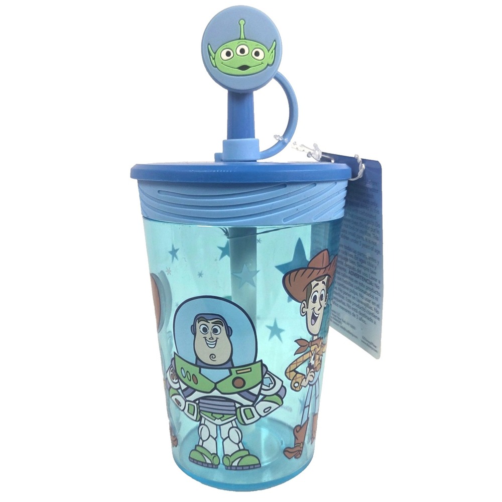 Disney Toy Story Tumbler Cup Straw 15oz Blue Buzz Woody Alien New FD51904